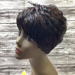 Tommy Girl #P1B/30 Off Black Medium Brown Short Synthetic Wig Adjustable